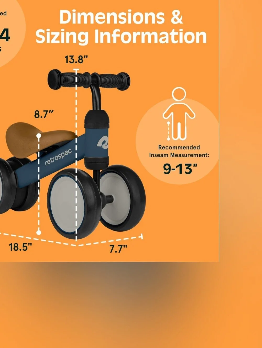 Retrospec Cricket Baby Balance Bike, 4-Wheel Ride-On Toy